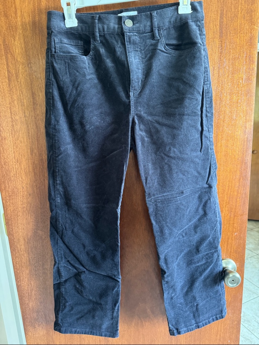 LOFT Black Straight-Leg Corduroy Pants